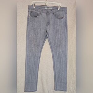 Islandia Gray Denim Jeans Distinct Vertical-Streaked Heathered Gray Wash